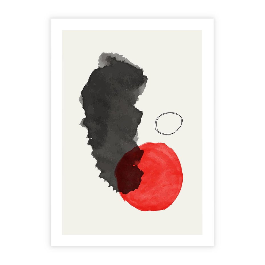 Plakat bez ramy 40x50 - Wibracje Linii - abstrakcyjne nieregularne plamy, czarny