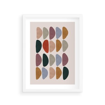 Plakat w ramie 40x50 - Granice Boho - abstrakcyjny obraz, geometryczna kompozycja - rama biała