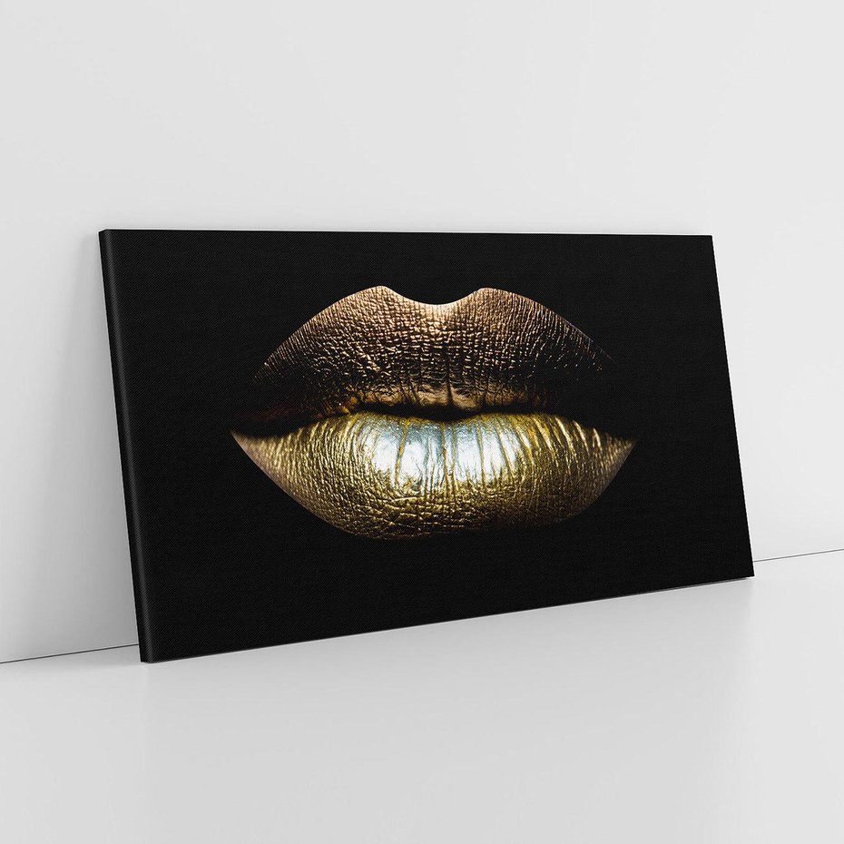Obraz na płótnie 120x60 - Złote usta pełne tajemnic - usta, złoto