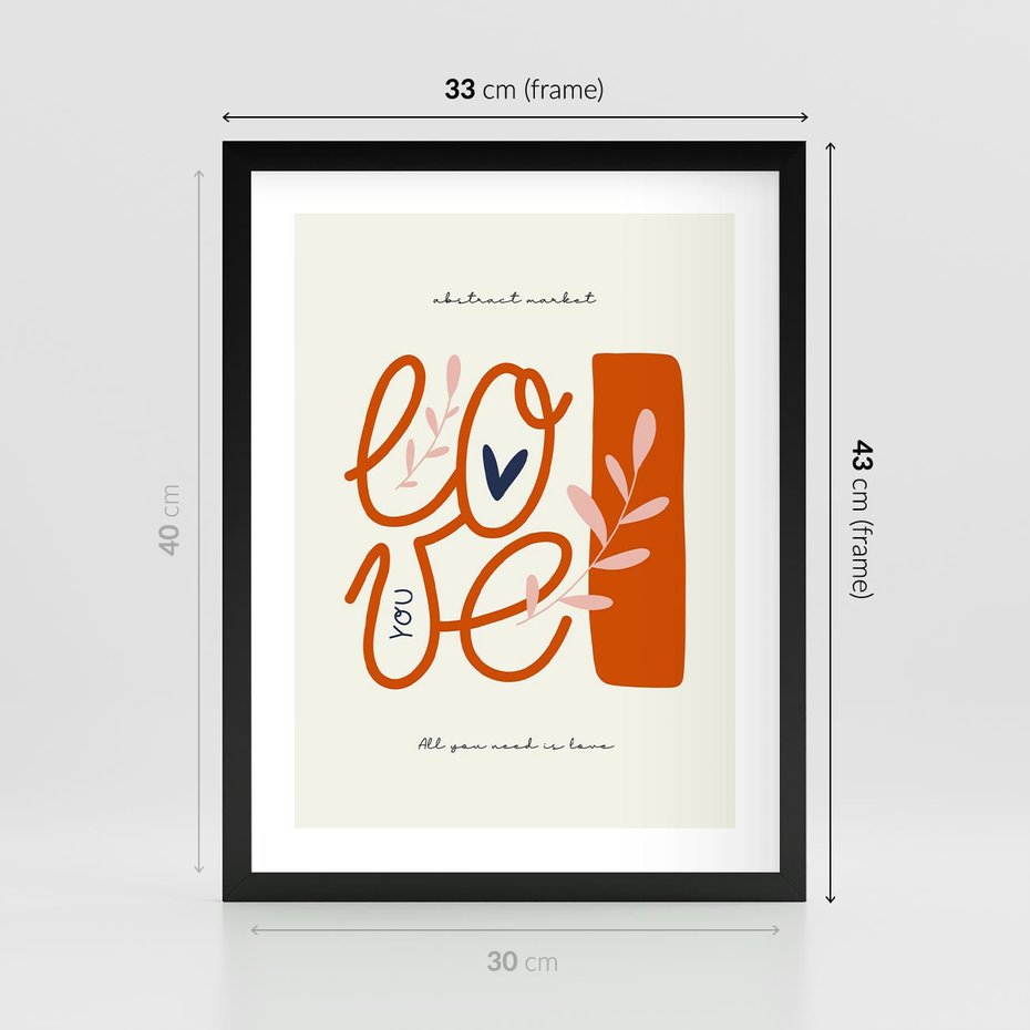 Plakat w ramie 30x40 - Pastelowa Siła Miłości - miłość, love - rama czarna