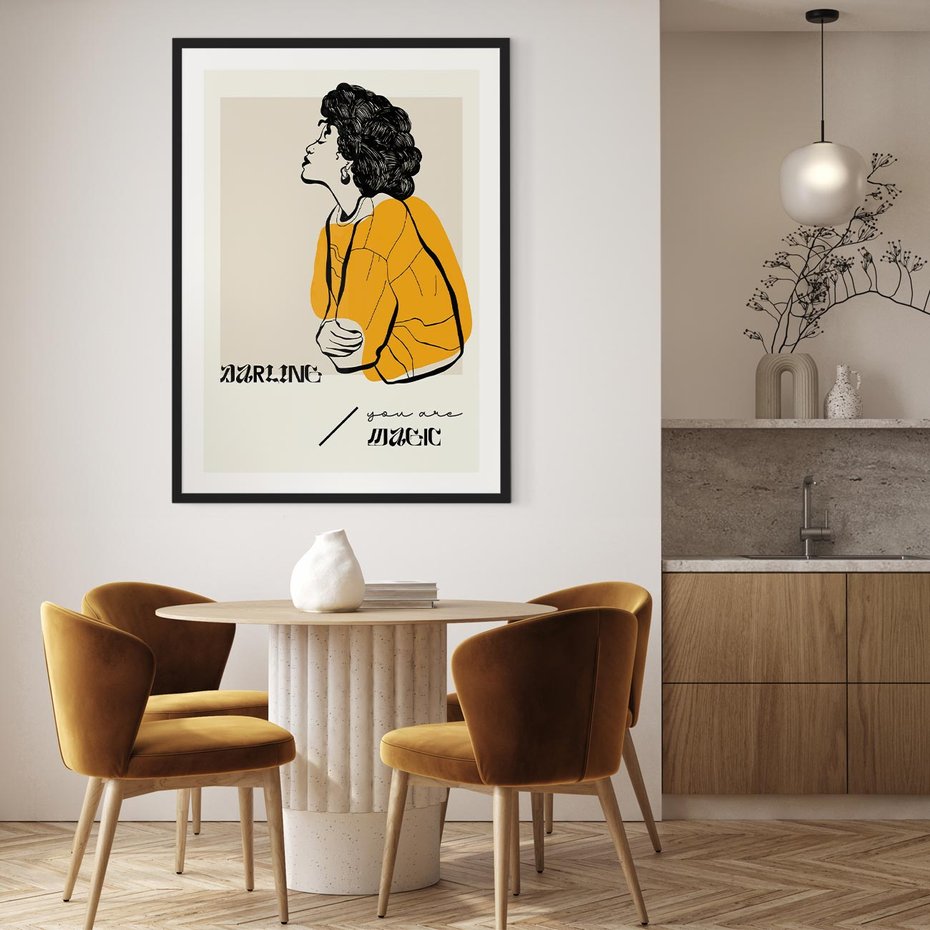 Plakat bez ramy 50x70 - Siła Kobiety: Plakat ze Szkicem - kobieca grafika, plakat