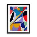 Plakat w ramie 50x70 - Kolorowe Przesunięcia Kształtów - abstrakcyjny obraz olejny, żywe kolory - rama czarna