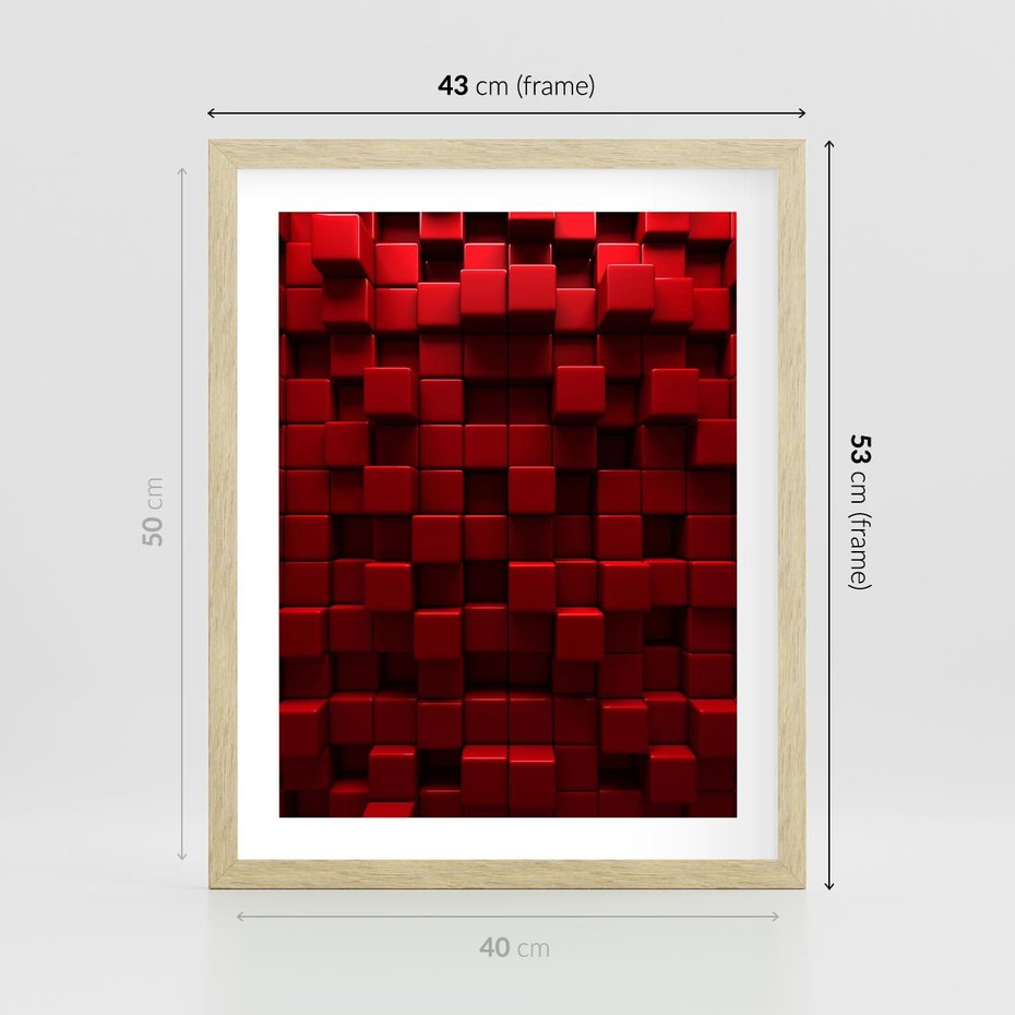 Plakat w ramie 40x50 - Geometryczne 3D: wizja przestrzeni - geometryczne, 3D - rama drewno