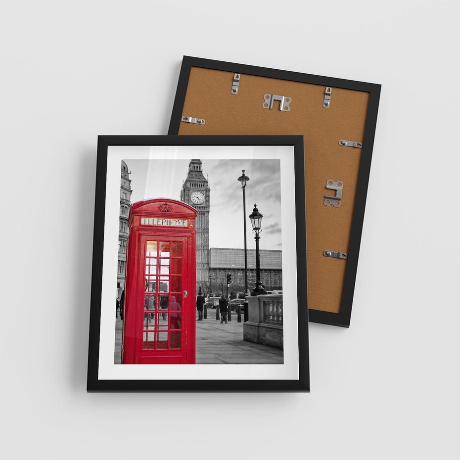 Plakat w ramie 40x50 - Budka w Londynie - Londyn, budka - rama czarna