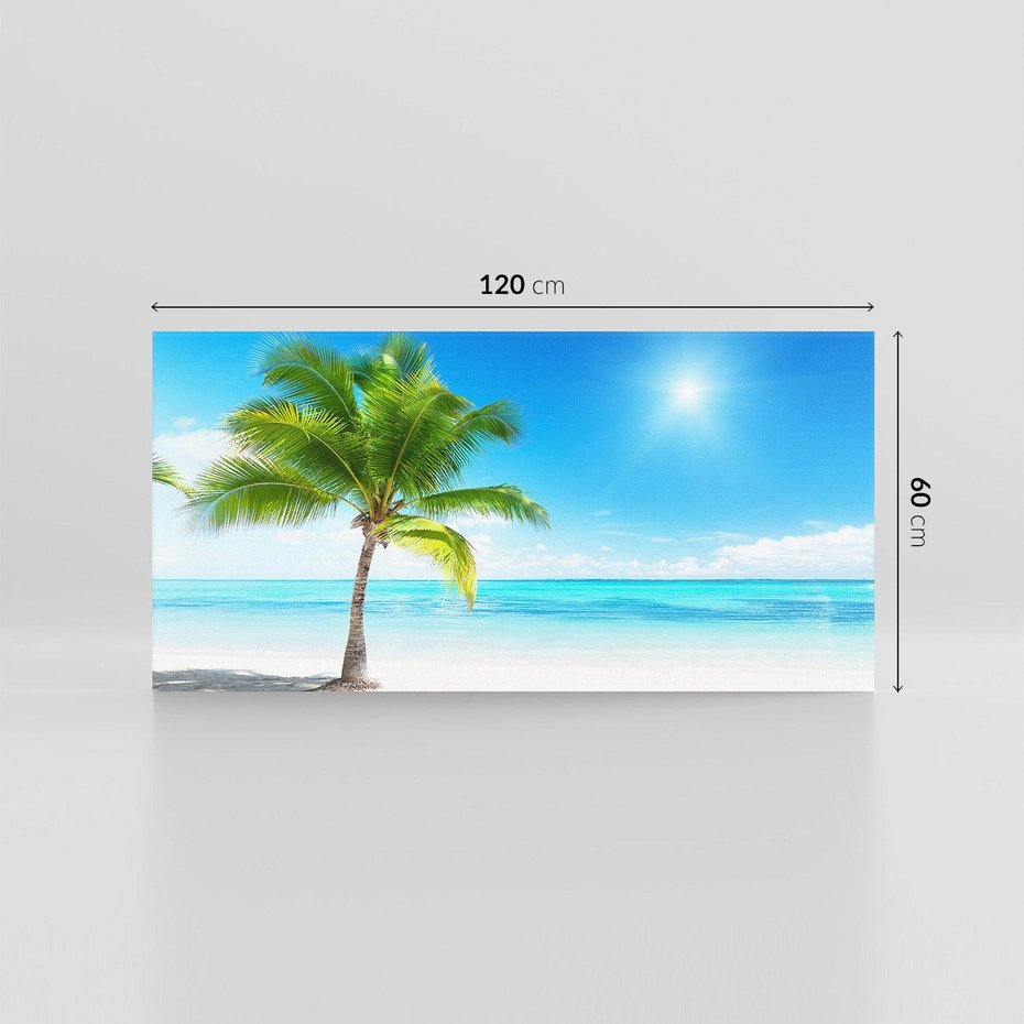 Obraz na płótnie 120x60 - Wakacyjne uniesienie: plaża i palma - plaża, morze