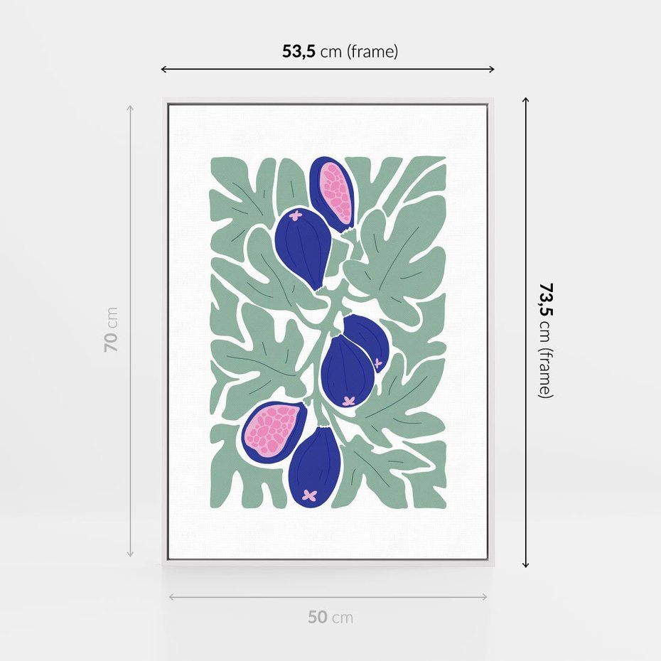 Obraz w ramie 50x70 - Figi Fioletu - figi, sztuka nowoczesna - rama biała