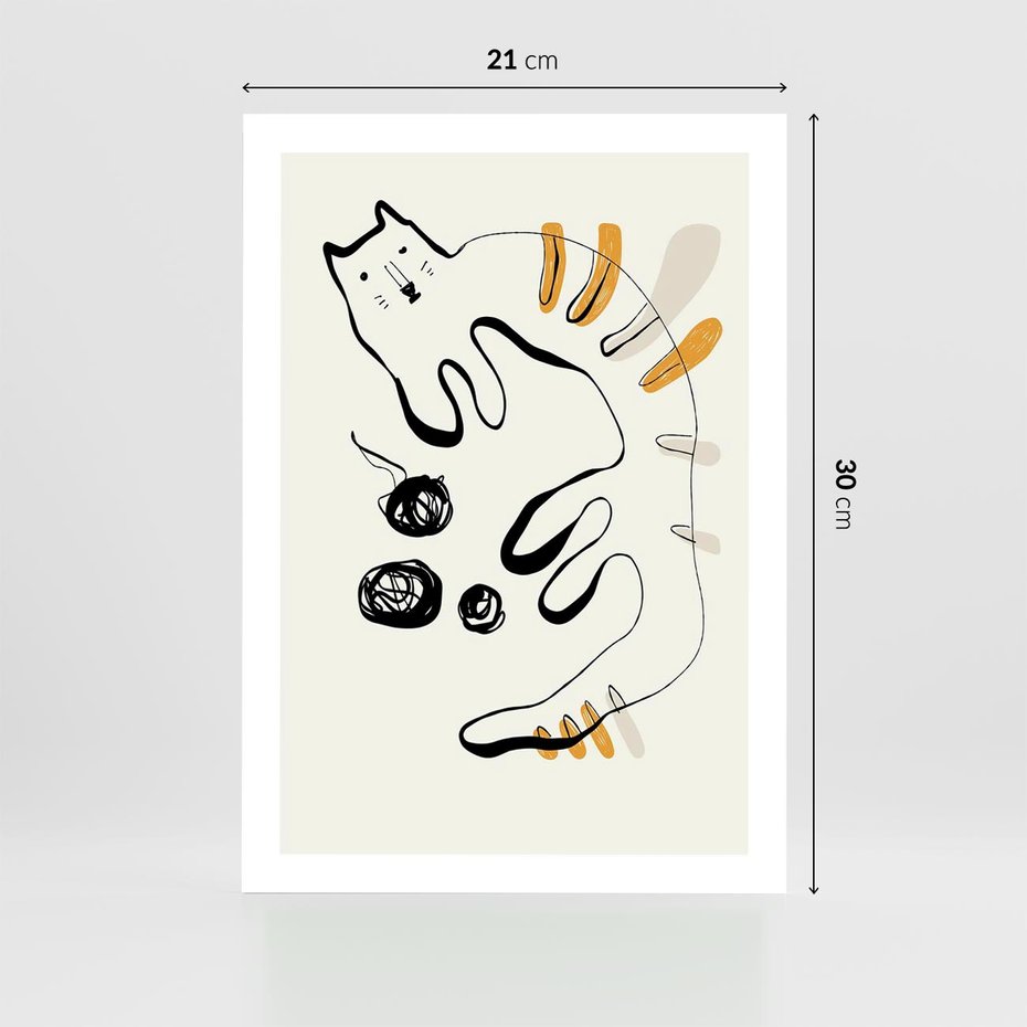 Plakat bez ramy 21x30 - Picassowska Abstrakcja Kota - abstrakcyjna grafika kota, jak picasso