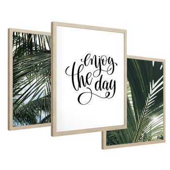 Zestaw obrazy w ramie 40x50 galeria - Palmy, pozytywe, myślenie - rama drewno