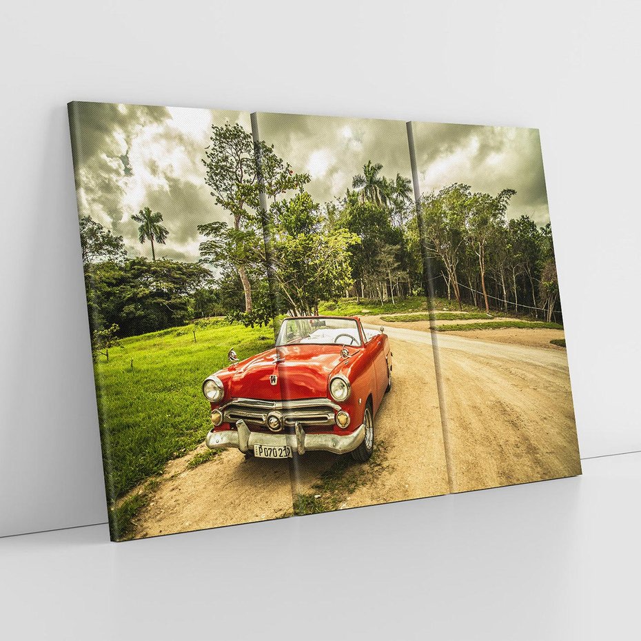 Obraz na płótnie 120x80 - Retro Samochód w Kubańskiej Opowieści - samochód, retro