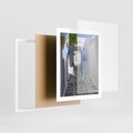 Plakat w ramie 40x50 - Uroki Santorini: Perspektywiczna Uliczka - uliczka, perspektywa - rama biała