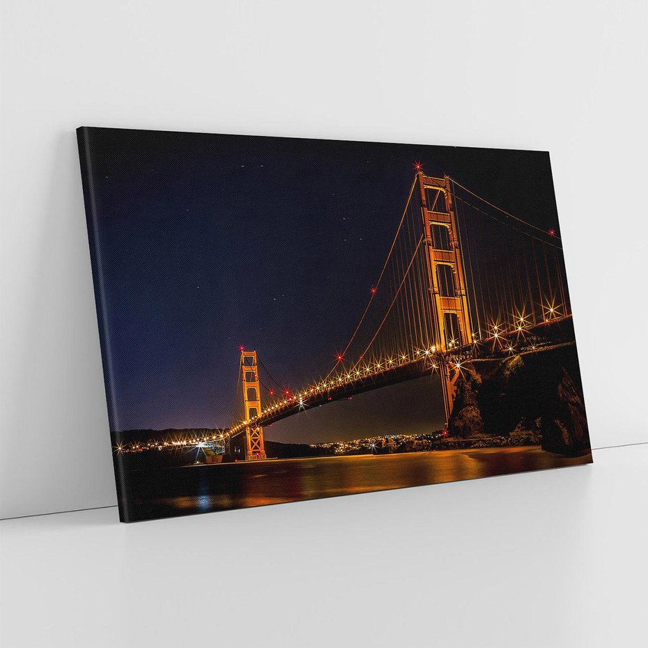 Obraz na płótnie 70x50 - Golden Gate nocą - USA - Golden Gate, noc