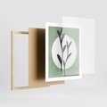 Plakat w ramie 40x50 - Kształty Zielonego Ukojenia - zielony plakat, roślinne motywy - rama drewno