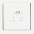 Obraz w ramie 50x50 - Rozkwitające Echa - szkic, minimalizm - rama drewno