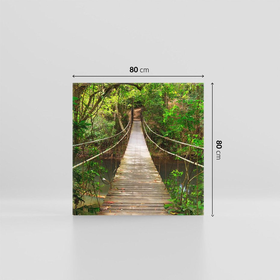 Obraz na płótnie 80x80 - Przez Dżunglę - most, linowy