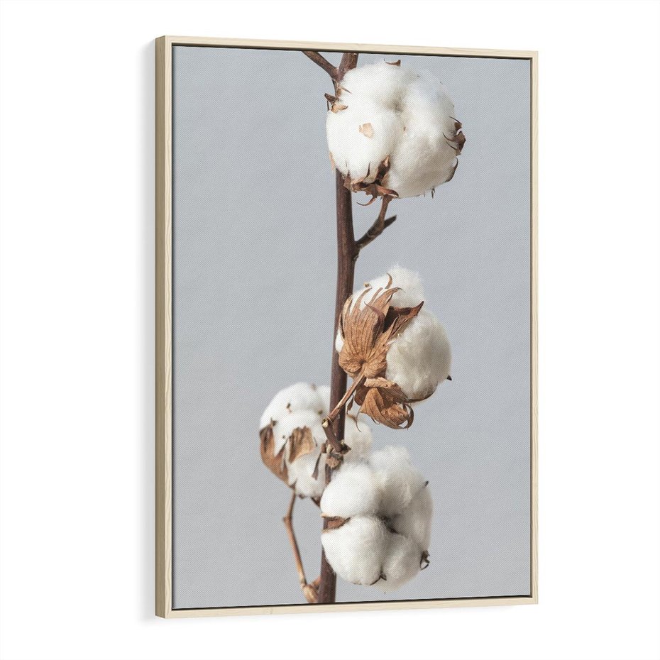 Obraz w ramie 80x120 - Bawełniana boho miękkość - bawełna, boho - rama drewno