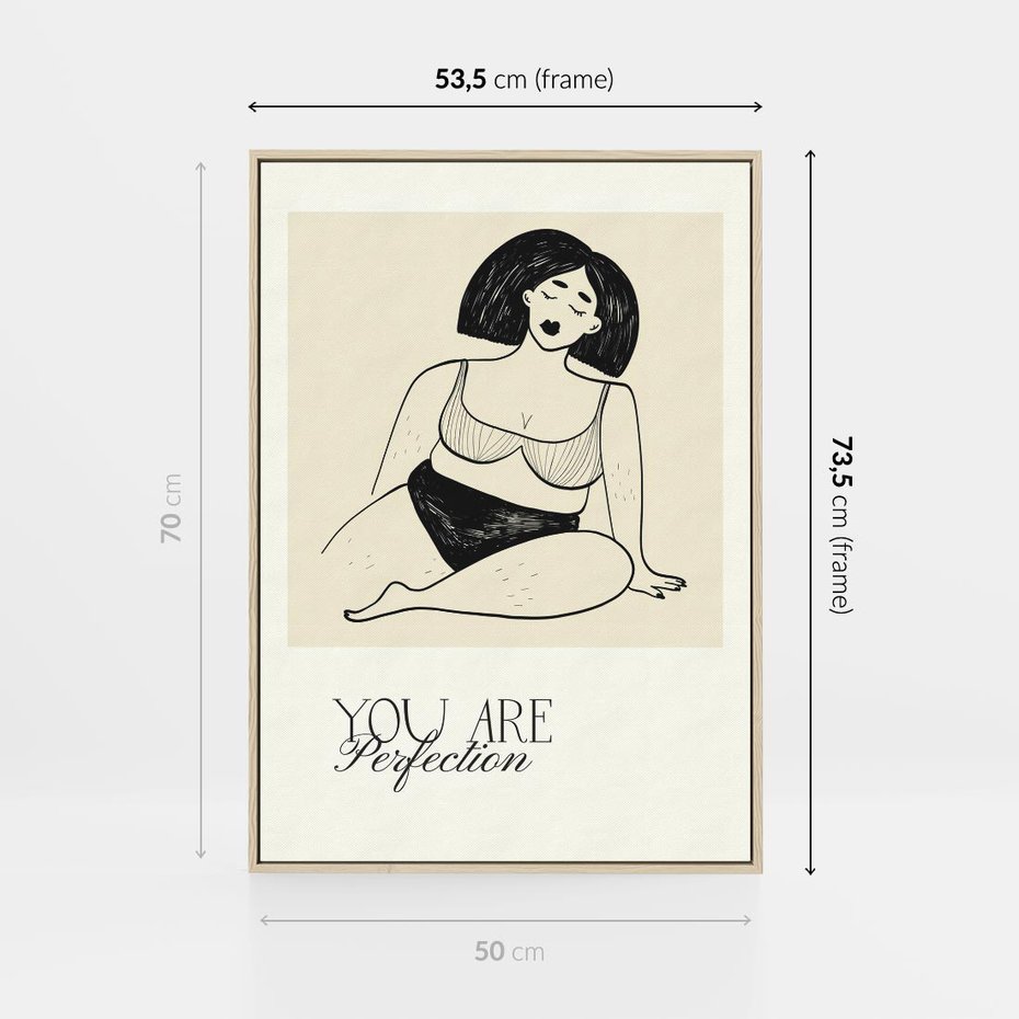 Obraz w ramie 50x70 - Harmonia Kształtów Bez Granic - siła kobiecości, rysunek - rama drewno