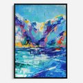 Obraz w ramie 50x70 - Mistyka Górskich Marzeń - abstrakcja, pejzaż gór - rama czarna