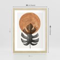 Plakat w ramie 30x40 - Natura a Sztuka - liść monstery, czarna grafika - rama drewno