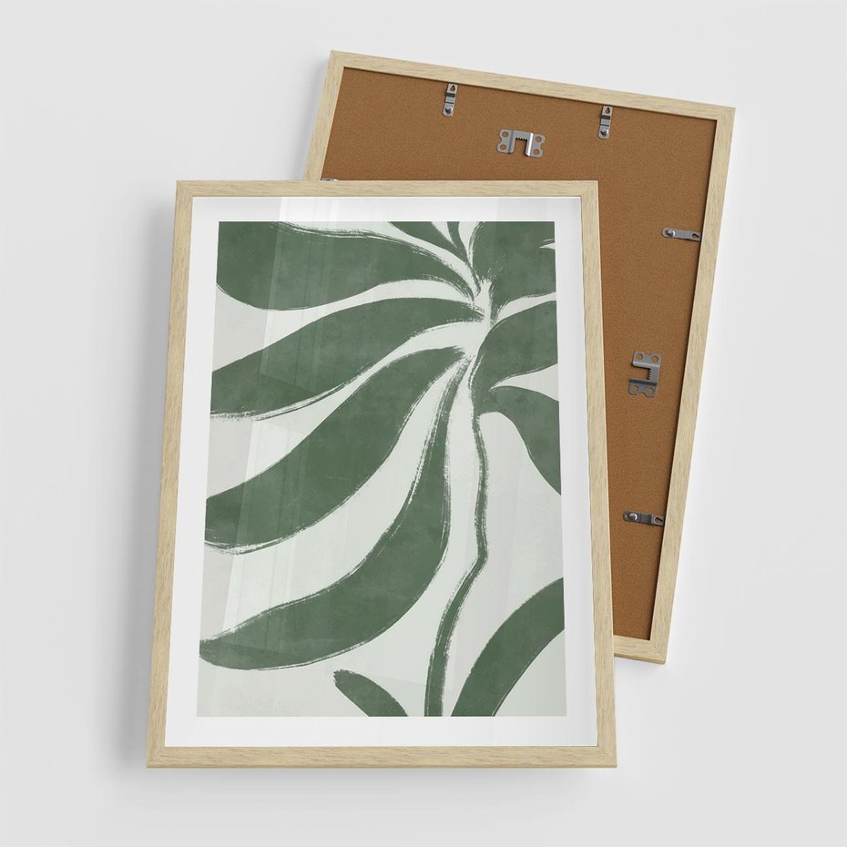 Plakat w ramie 50x70 - Zieleń Wewnętrznego Spokoju - zielony plakat, roślinne inspiracje - rama drewno