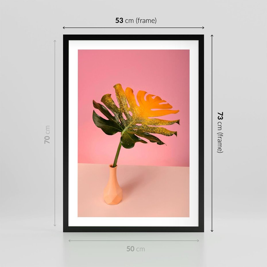 Plakat w ramie 50x70 - Egzotyczna monstera - monstera, liść - rama czarna