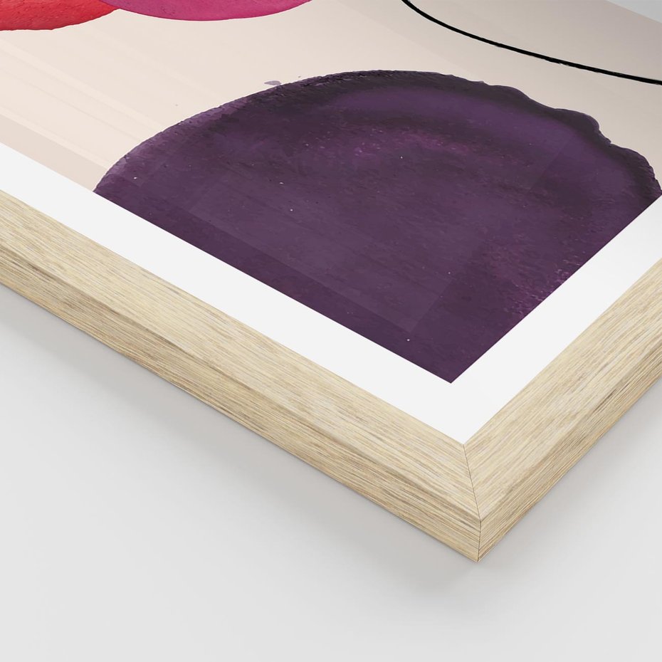 Plakat w ramie 40x50 - Kolorowe Impresje - abstrakcyjne akwarelowe plamy, nieregularne linie - rama drewno