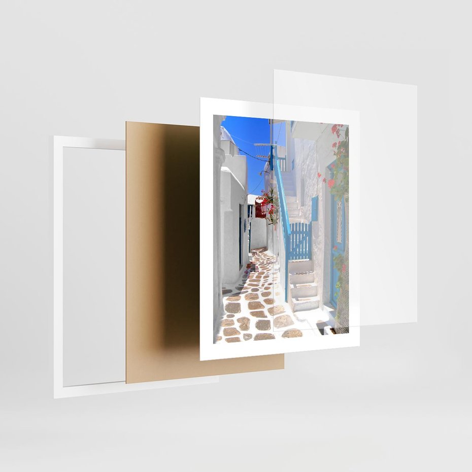 Plakat w ramie 40x50 - Santorini: urok Grecji - Santorini, Grecja - rama biała