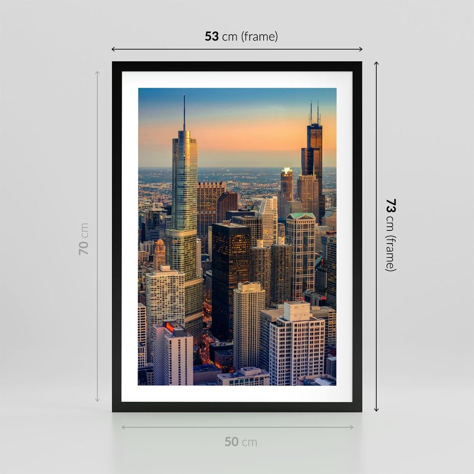 Plakat w ramie 50x70 - Wieżowce Nowego Jorku - Manhattan, wieżowce - rama czarna