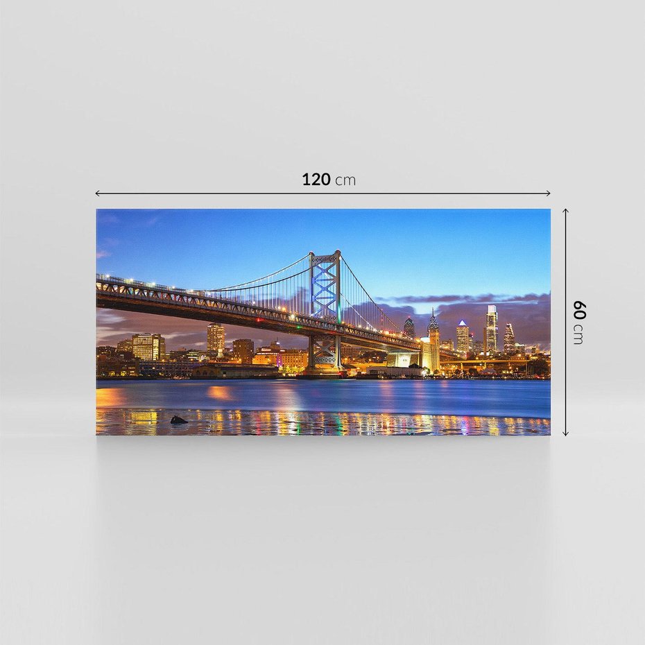 Obraz na płótnie 120x60 - Zachód słońca na moście w Filadelfii - Filadelfia, most