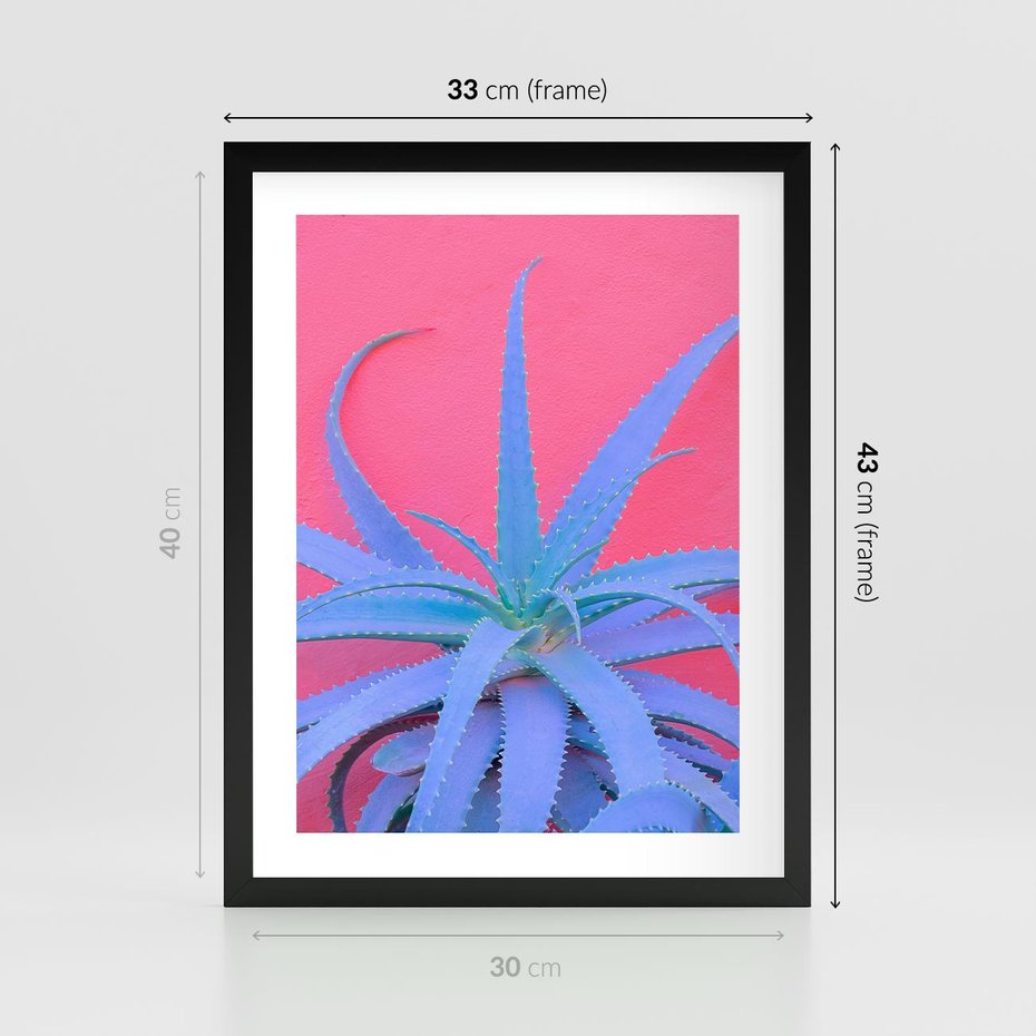 Plakat w ramie 30x40 - Piękno Pustyni - kaktusy, liście - rama czarna