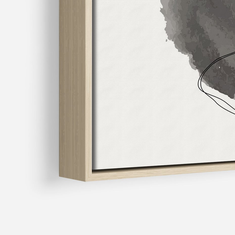 Obraz w ramie 70x100 - Bezczasowe Rytmy - abstrakcyjne nieregularne plamy, czarny - rama drewno