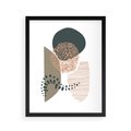 Plakat w ramie 40x50 - Harmonia Akwarelowych Przestrzeni - abstrakcyjna kompozycja z kropek kresek i kółek, odcienie brązu i beżu - rama czarna