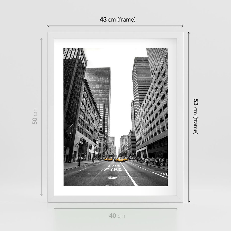 Plakat w ramie 40x50 - Ulica Nowego Jorku - ulica, Nowy Jork - rama biała