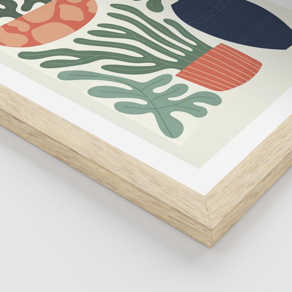 Plakat w ramie 50x70 - Abstrakcyjne Roślinne Formy - nowoczesna grafika, rośliny - rama drewno