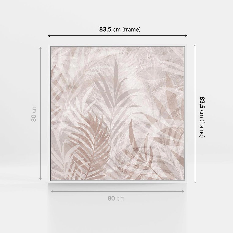 Obraz w ramie 80x80 - Pejzaż zaklętych uczuć - monochromatyczne, w odcieniach beżu - rama biała