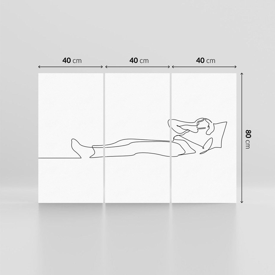 Obraz na płótnie 120x80 - Postać na Łóżku - one line art, szkic