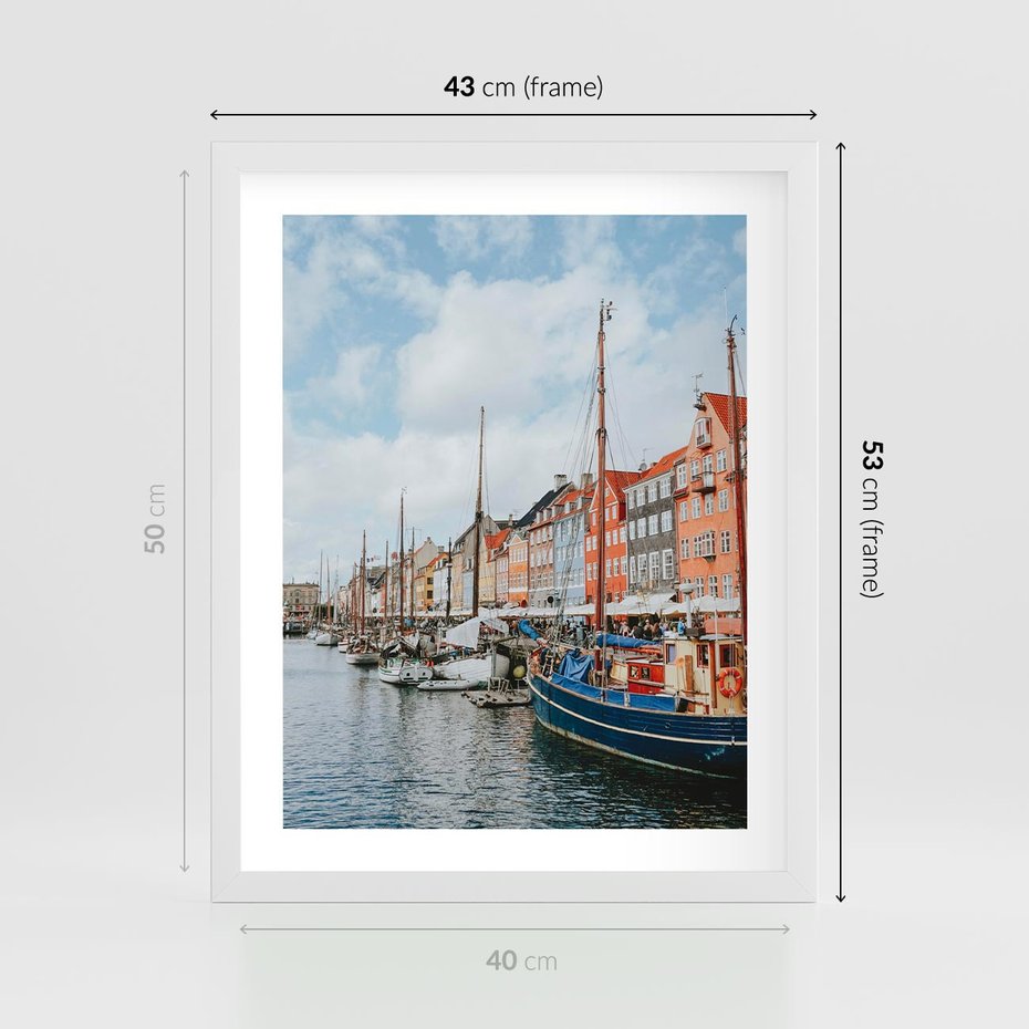 Plakat w ramie 40x50 - Wibracje Miejskiego Klimatu - Dania, Kopehaga - rama biała