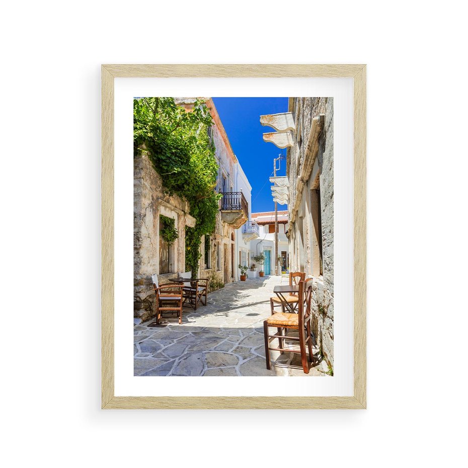 Plakat w ramie 30x40 - Magiczny Spacer - uliczka, perspektywa - rama drewno