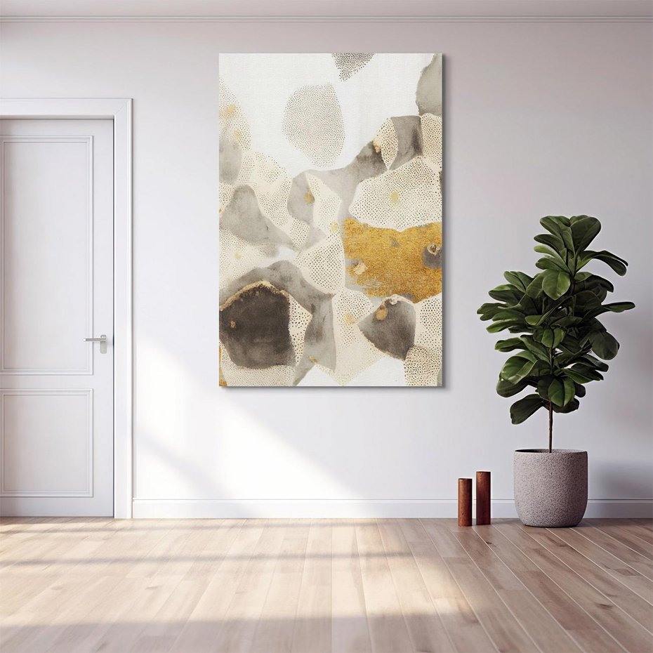 Obraz na płótnie 80x120 - Nowoczesne Złoto i Szarość - plamy, złoto