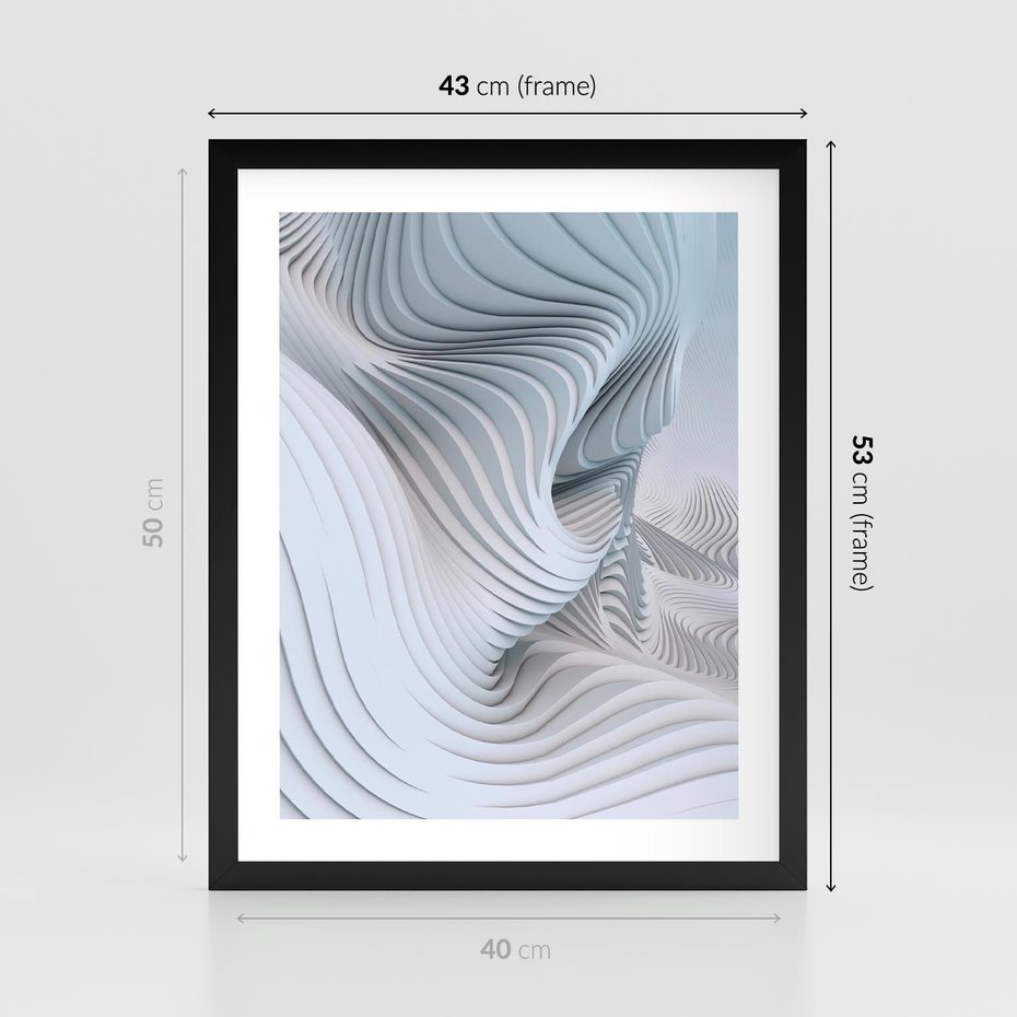 Plakat w ramie 40x50 - Abstrakcyjne Przestrzenie - geometria, 3D - rama czarna