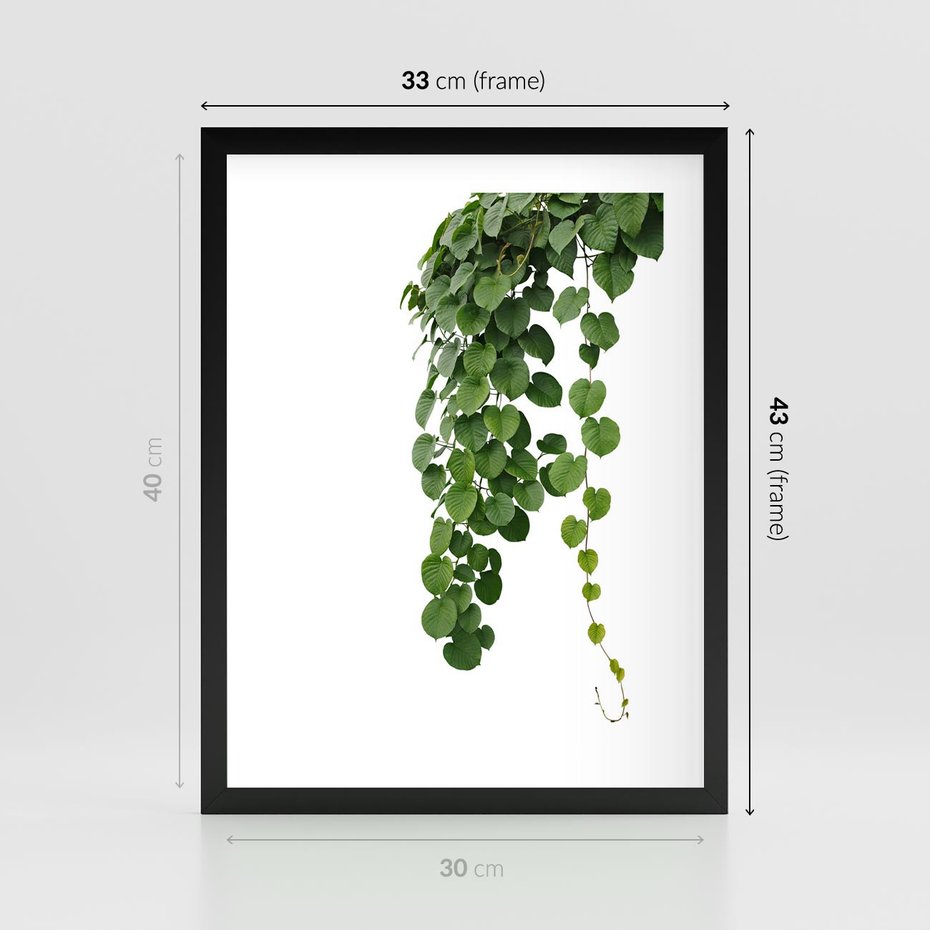 Plakat w ramie 30x40 - Świeżość Natury - liście, zielone - rama czarna