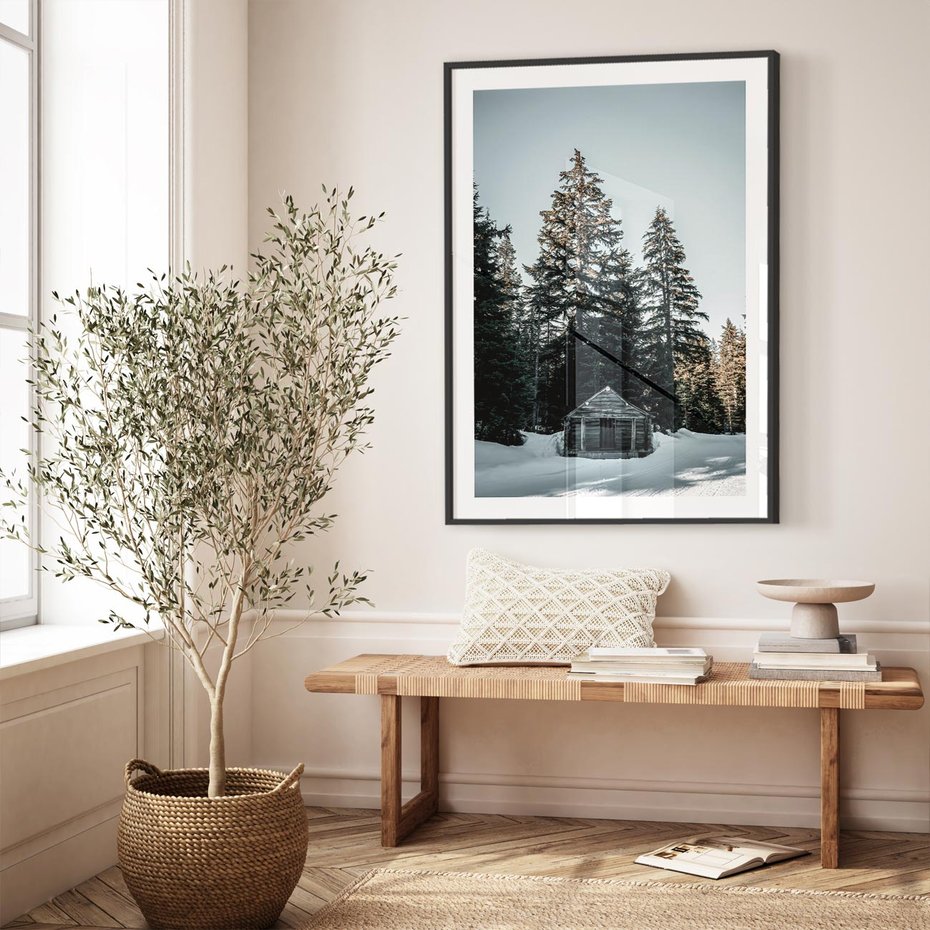 Plakat bez ramy 21x30 - Chatka w Górach w Czasie Zimy - chatka w górach, zima