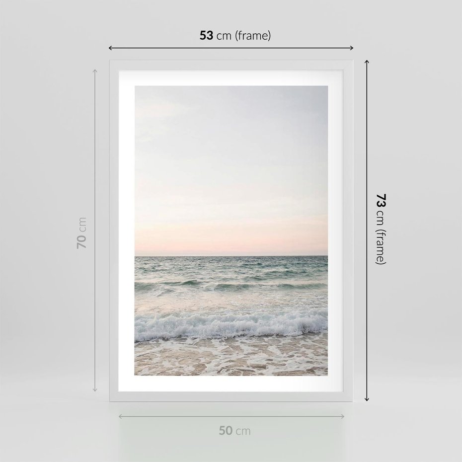 Plakat w ramie 50x70 - Morze i Fale - morze, fale - rama biała
