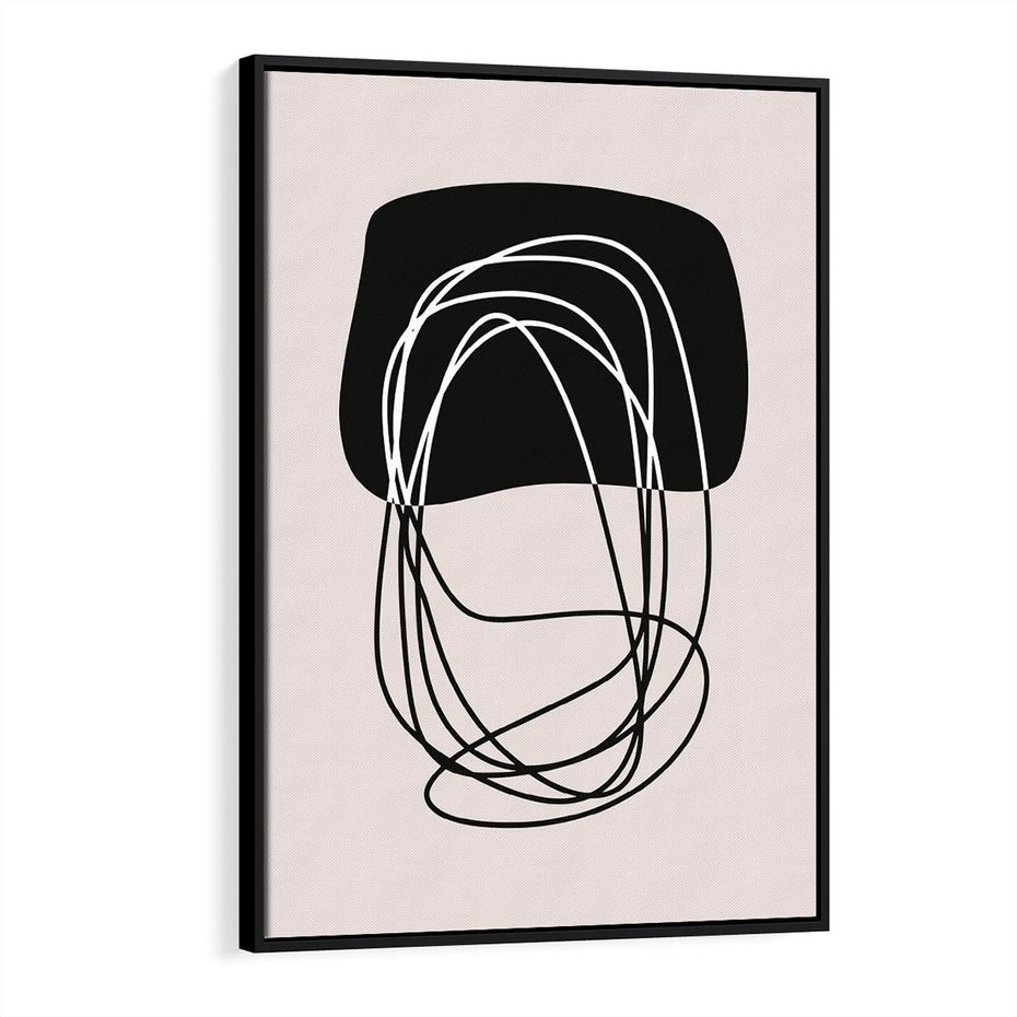 Obraz w ramie 70x100 - Strukturalne Kontrasty - abstrakcyjne szkicowane linie, minimalizm - rama czarna