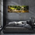 Obraz na płótnie 120x40 - Magia wodospadu w lesie - wodospad, las