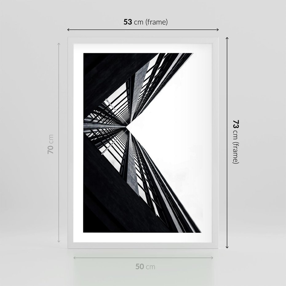 Plakat w ramie 50x70 - Nowoczesność w Linii - architektura, proste linie - rama biała