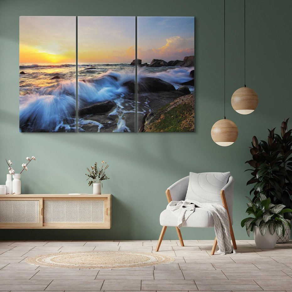 Obraz na płótnie 120x80 - Morze, skały i fale - morze, skały