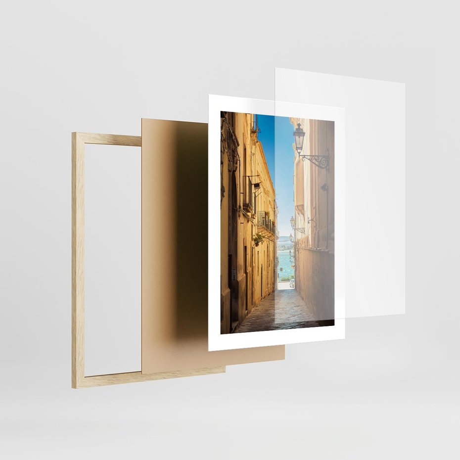 Plakat w ramie 30x40 - Perspektywa magicznej uliczki - uliczka, perspektywa - rama drewno