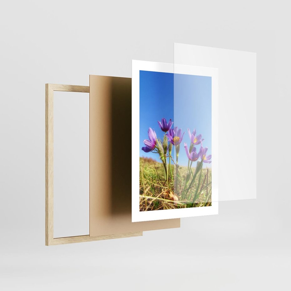 Plakat w ramie 30x40 - Kwiatowa siła łąki - kwiaty, łąka - rama drewno