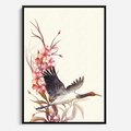 Obraz w ramie 70x100 - Szept Japonii - japońska sztuka, ptak - rama czarna