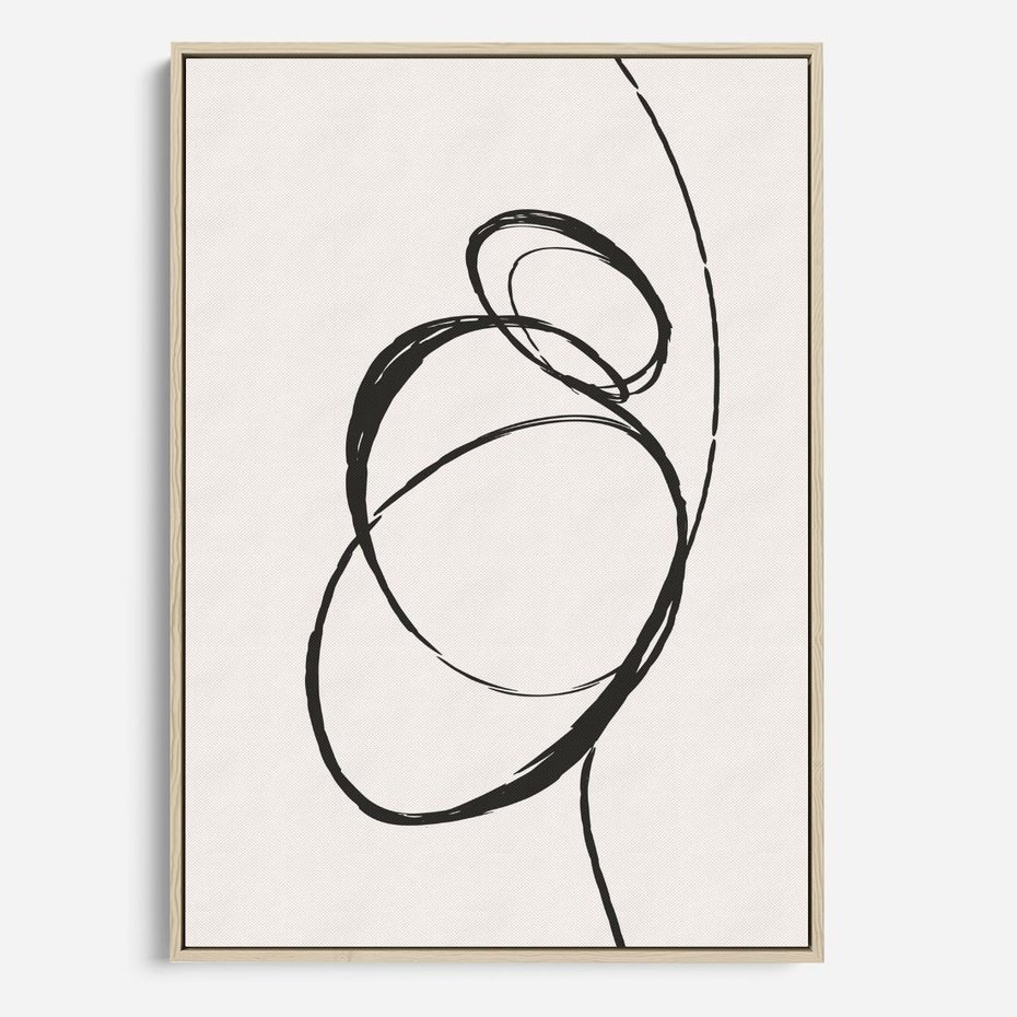 Obraz w ramie 80x120 - Modernistyczne Refleksje - abstrakcyjne szkicowane linie, minimalizm - rama drewno